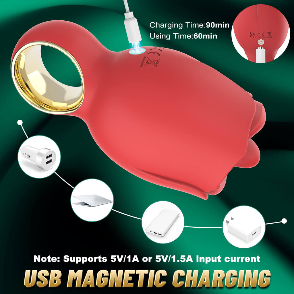 NSBAN Rose Bud Vibrator with Rotating Tongue
