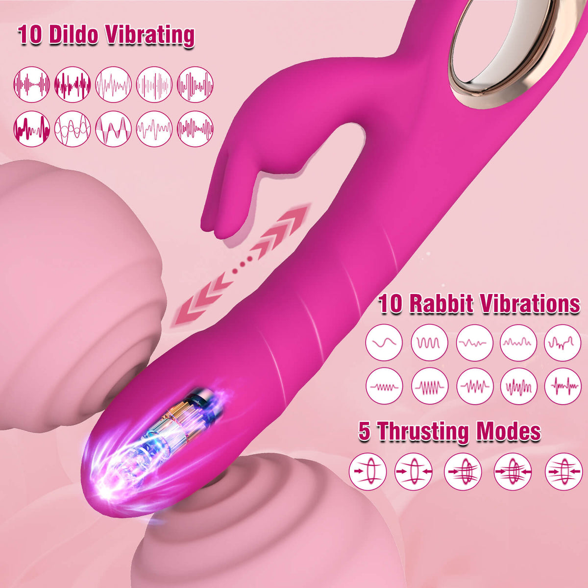 NSBAN 3-in-1 G-Spot Rabbit Vibrator with Thrusting Design