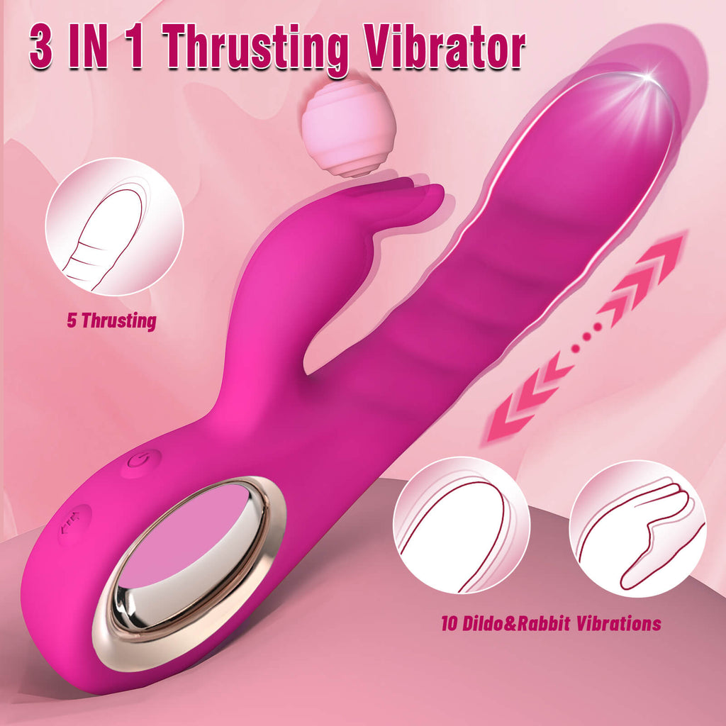 NSBAN 3-in-1 G-Spot Rabbit Vibrator with Thrusting Design