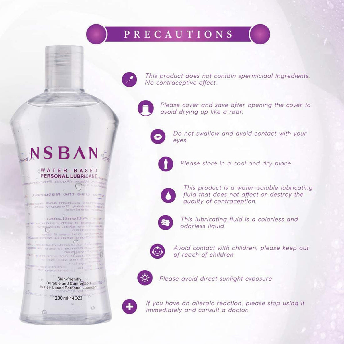 NSBAN Water Based Personal Lubricant 240ml, Skin-Friendly Intimate Lubricant