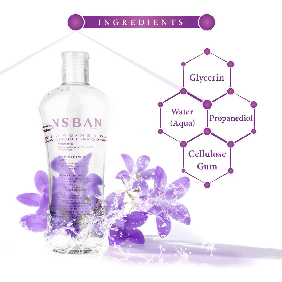 NSBAN Water Based Personal Lubricant 240ml, Skin-Friendly Intimate Lubricant